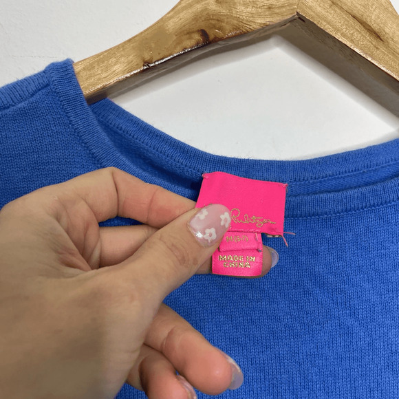 Lilly Pulitzer GIRLS Mini Ramona Fringe Sweater Coastal Blue Size MEDIUM 6-7 - Picture 3 of 6